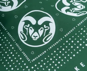 Zoomed in shot of CSU Ram on fabric