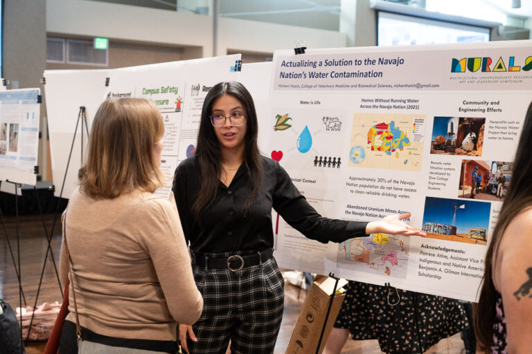 Students present their research at the 2024 MURALS (Multicultural Undergraduate Research, Art and Leadership Symposium) at Colorado State University. March 29, 2024